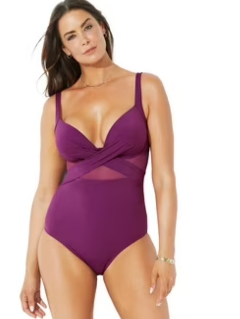 NEW SWIMSUITS FOR ALL Women's One‎ Piece Swimsuit Purple Size 14